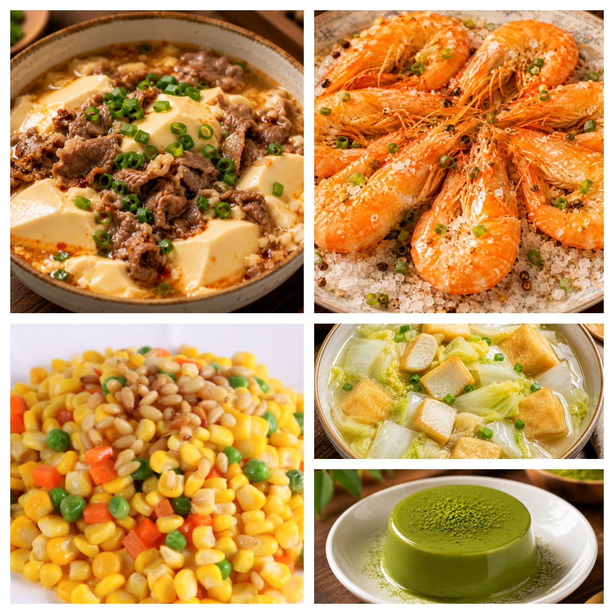 08月14日 周五麻辣鲜香:豆花牛肉🌶️、椒盐大虾、松仁玉米、鱼豆腐白菜汤(赠品:抹茶奶冻)