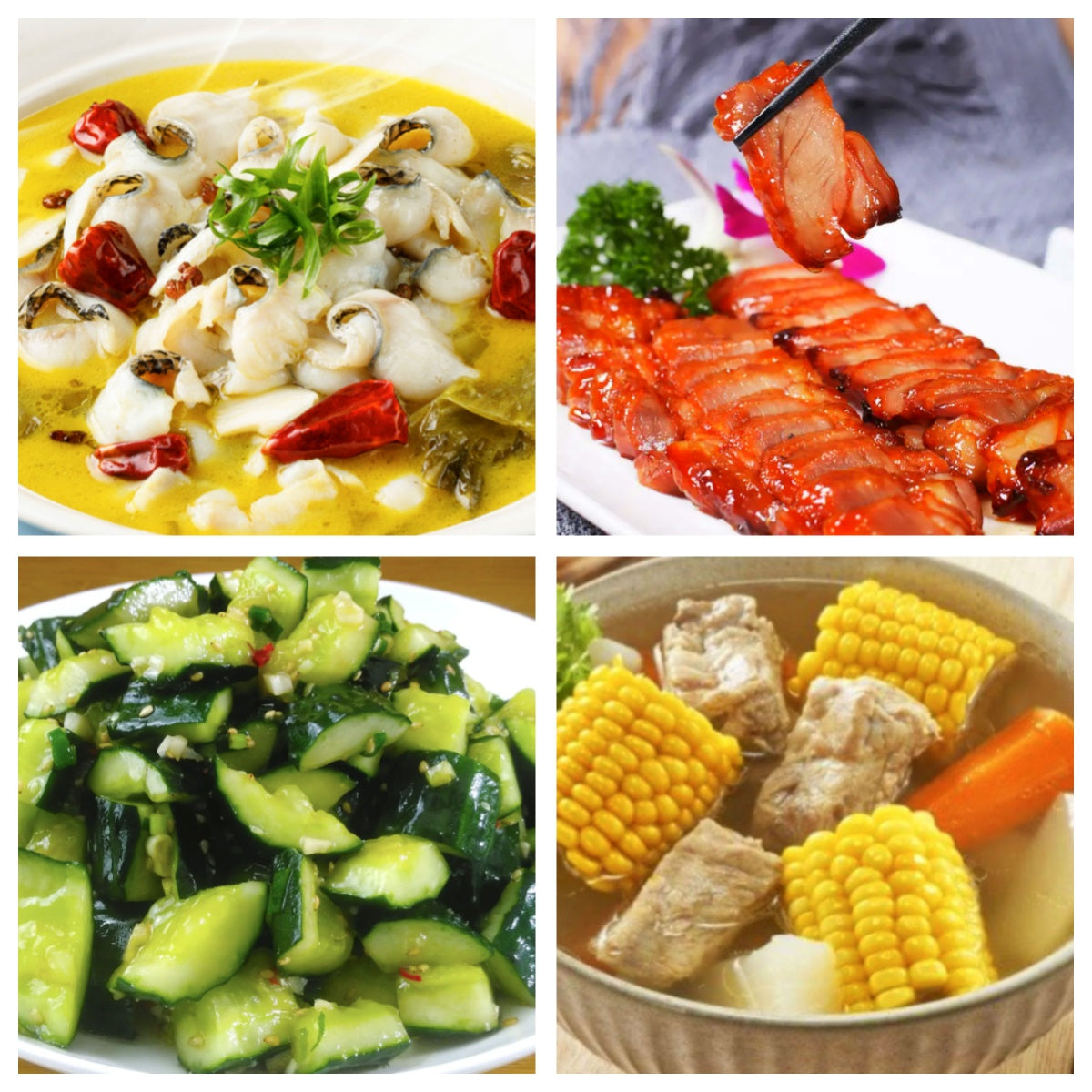 06月26日 周五麻辣鲜香:酸菜黑鱼🌶️、叉烧肉、凉拌黄瓜、玉米排骨汤