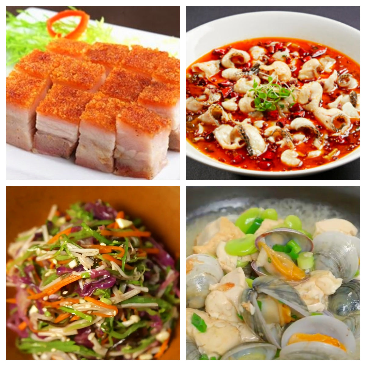 06月04日 周四麻辣鲜香:🌶️沸腾黑鱼片、脆皮金猪、凉拌彩蔬、花蛤豆腐汤