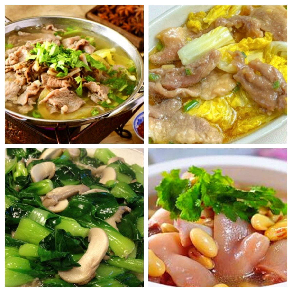 12月10日 周三经典回归:🌶️跷脚牛肉 (含蘸料)、娃娃菜蒸肉片、蘑菇菜心、蹄花汤