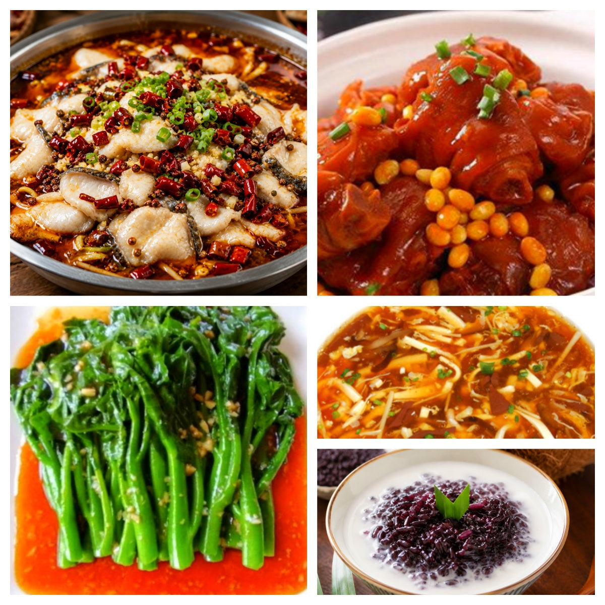 08月12日 周三麻辣鲜香:沸腾鱼片🌶️、黄豆焖猪脚、蚝油油菜、酸辣汤(赠品:椰汁紫米)