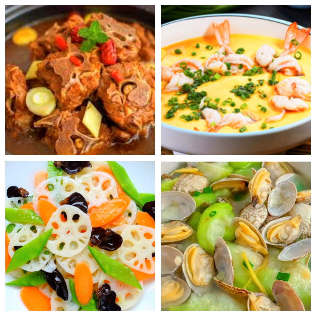 Thursday, June 25th: Hometown Dishes: Braised Beef Back Ribs in Soy Sauce, Steamed Egg with Shrimp, Stir-fried Lotus Root, Clam and Loofah Soup