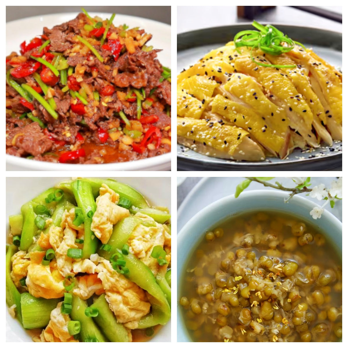 06月23日 周二麻辣鲜香：盐焗鸡、小炒黄牛肉 🌶️、丝瓜炒鸡蛋、绿豆粥