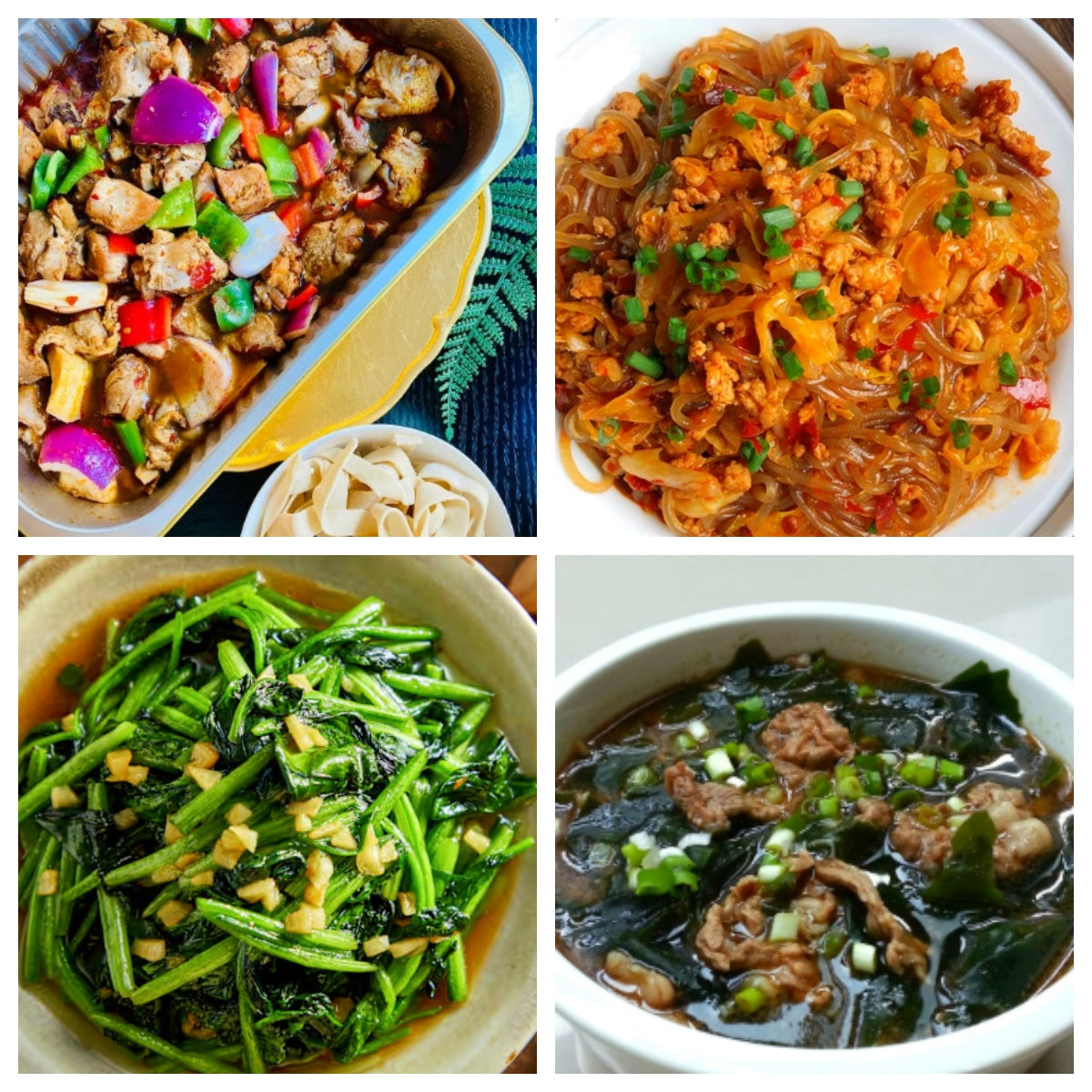 12月09日 周二麻辣鲜香：🌶️新疆大盘鸡、🌶️蚂蚁上树、蒜蓉菠菜、海带牛肉汤