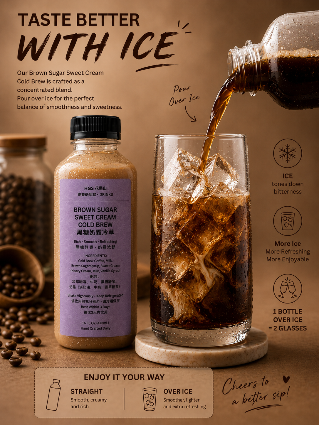 黑糖奶霜冷萃  Brown Sugar Sweet Cream Cold Brew