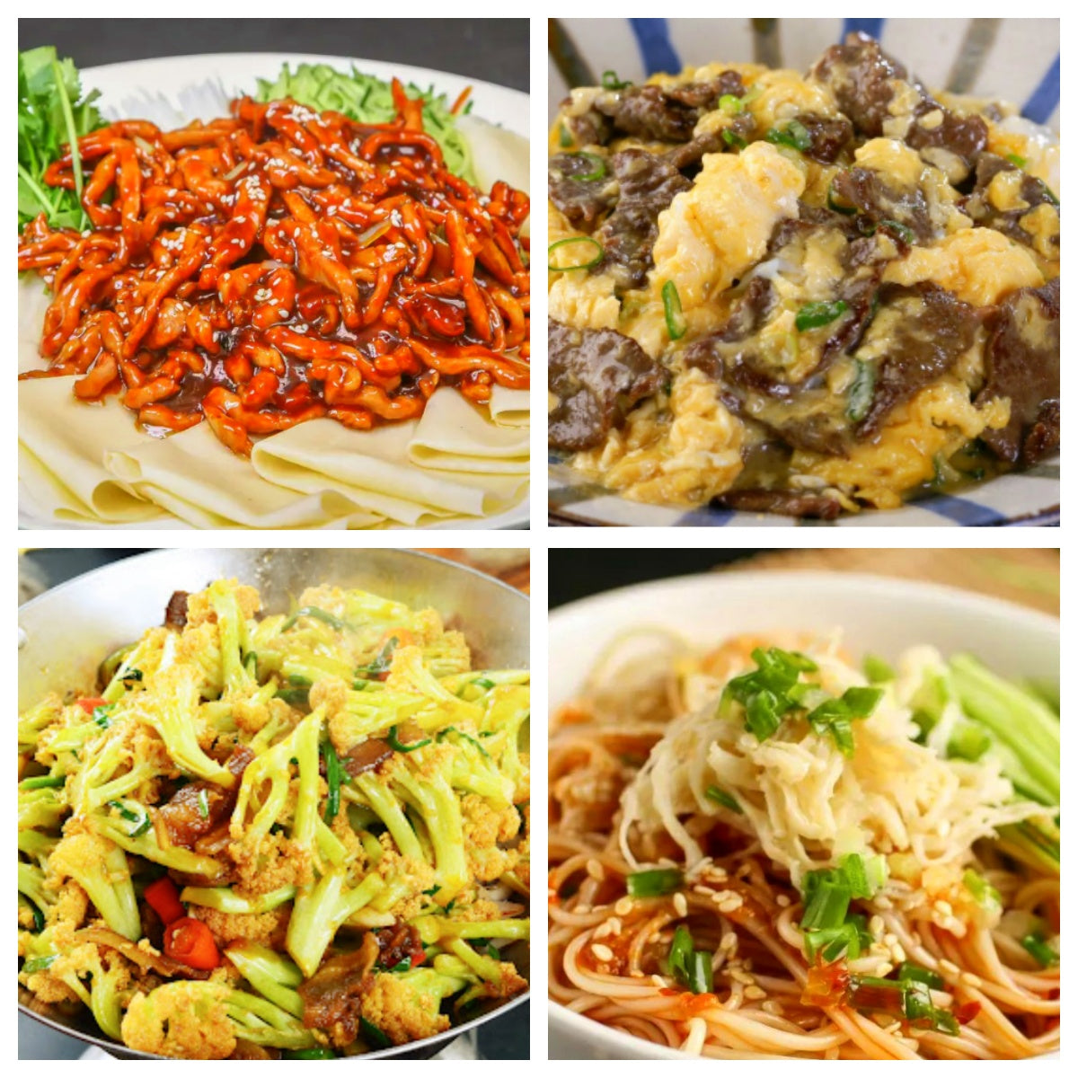 06月12日 周五家乡菜：京酱肉丝、嫩牛滑蛋、干锅花菜、上海凉面