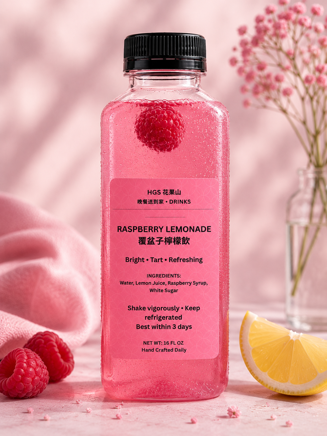 Raspberry Lemonade 粉红覆盆子柠檬饮